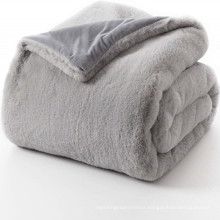 rabbit fur fluffy faux suede throw and blanket